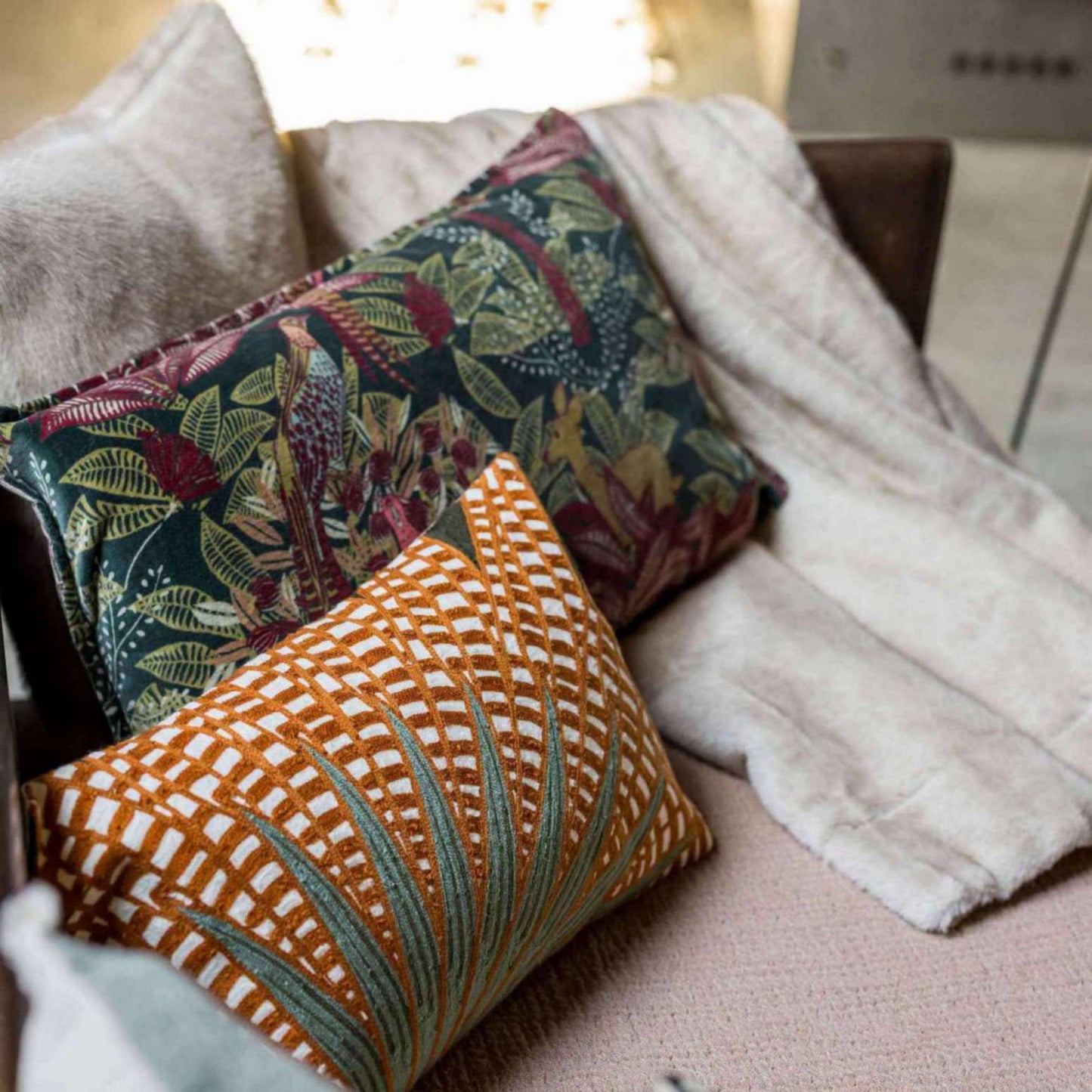 Coussin brodé Ewan Fougère 40 x 65