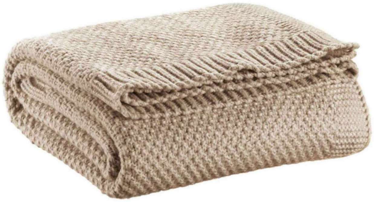 Plaid tricot recyclé Danilo Naturel 130 x 160