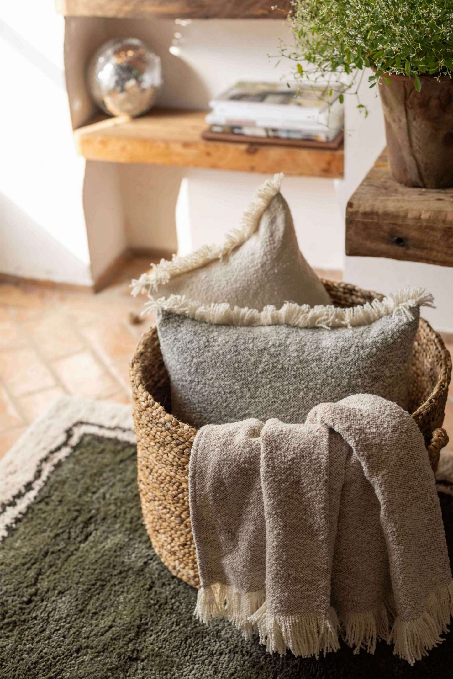 Coussin chiné Jane Olive 45 x 45