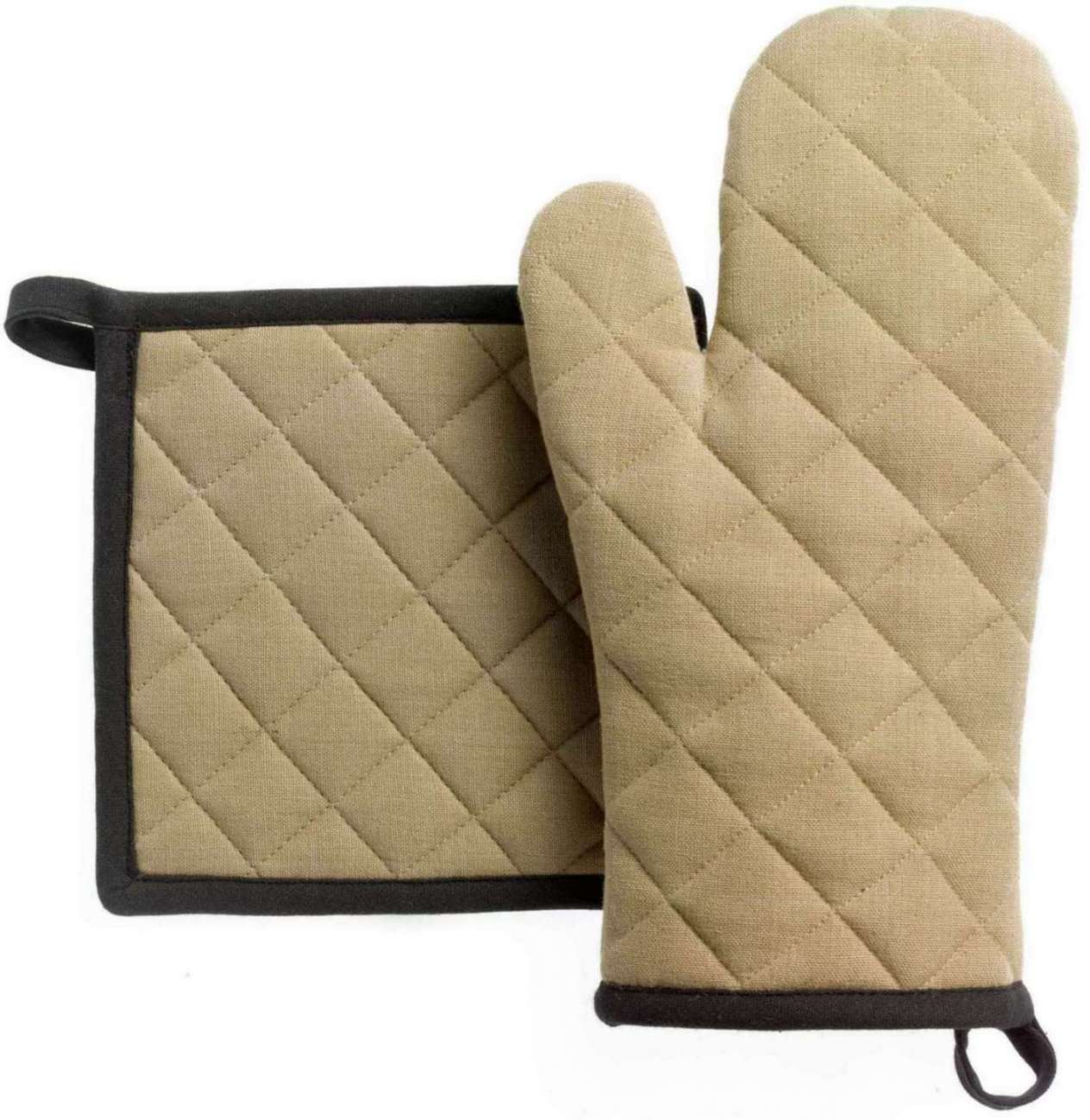 Lot gant de cuisine/manique Grace Camel 15 x 32