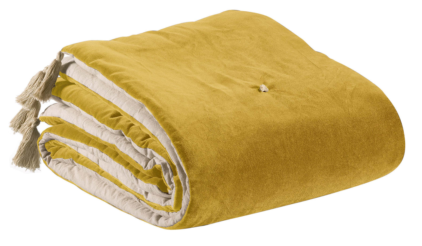 Edredon uni pompons Elise Maïs 80 X 180