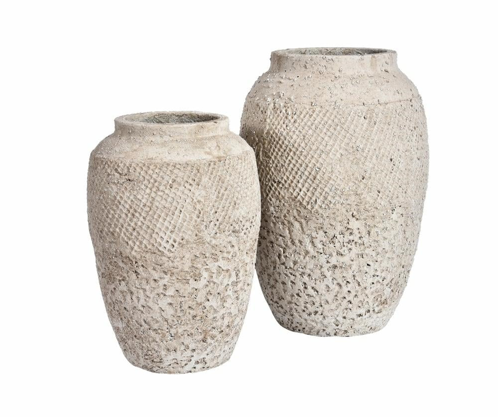Vase en ciment brut naturel patiné SIROCCO B