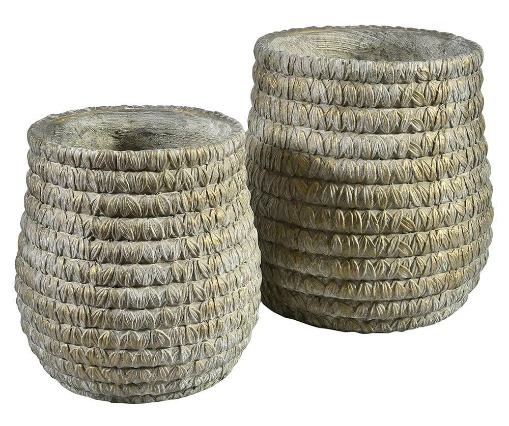 Cache pot en béton brut patiné vieil or TOLEDO 6B