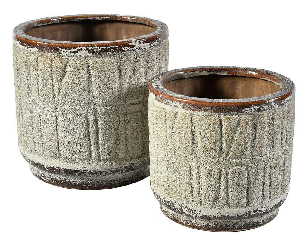 Cache pot en terre cuite brun/lin TOLEDO 2B