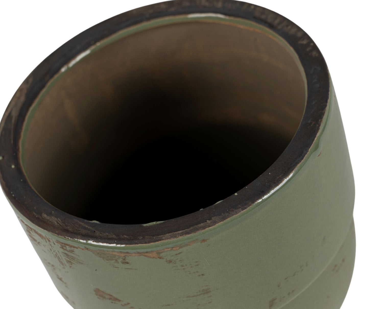 Cache pot en céramique émaillée vintage vert VERONA 2 13.5cm