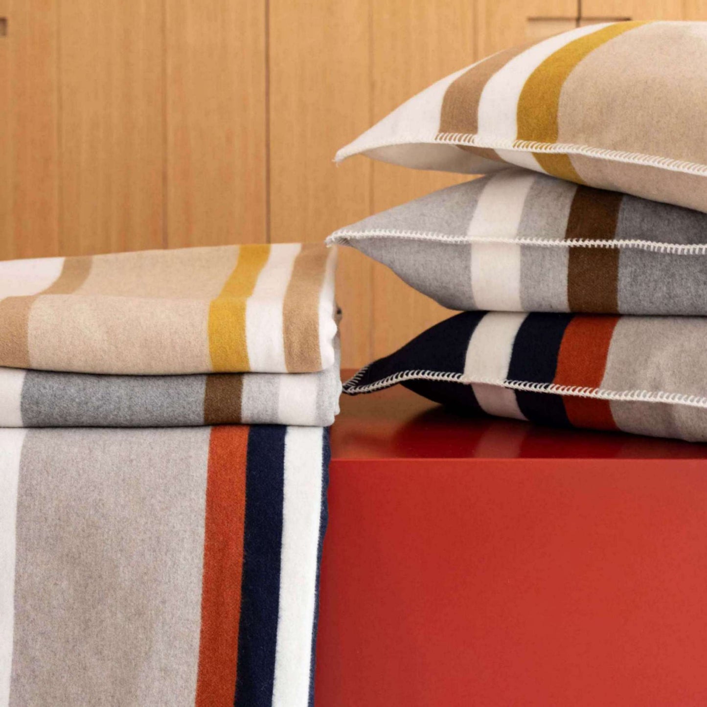 Plaid jacquard recyclé Gioia Ivoire 140 x 185