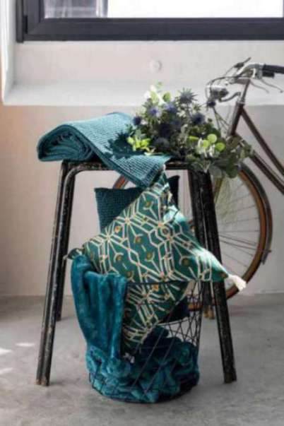 Coussin uni Maia Pétrole 45 x 45