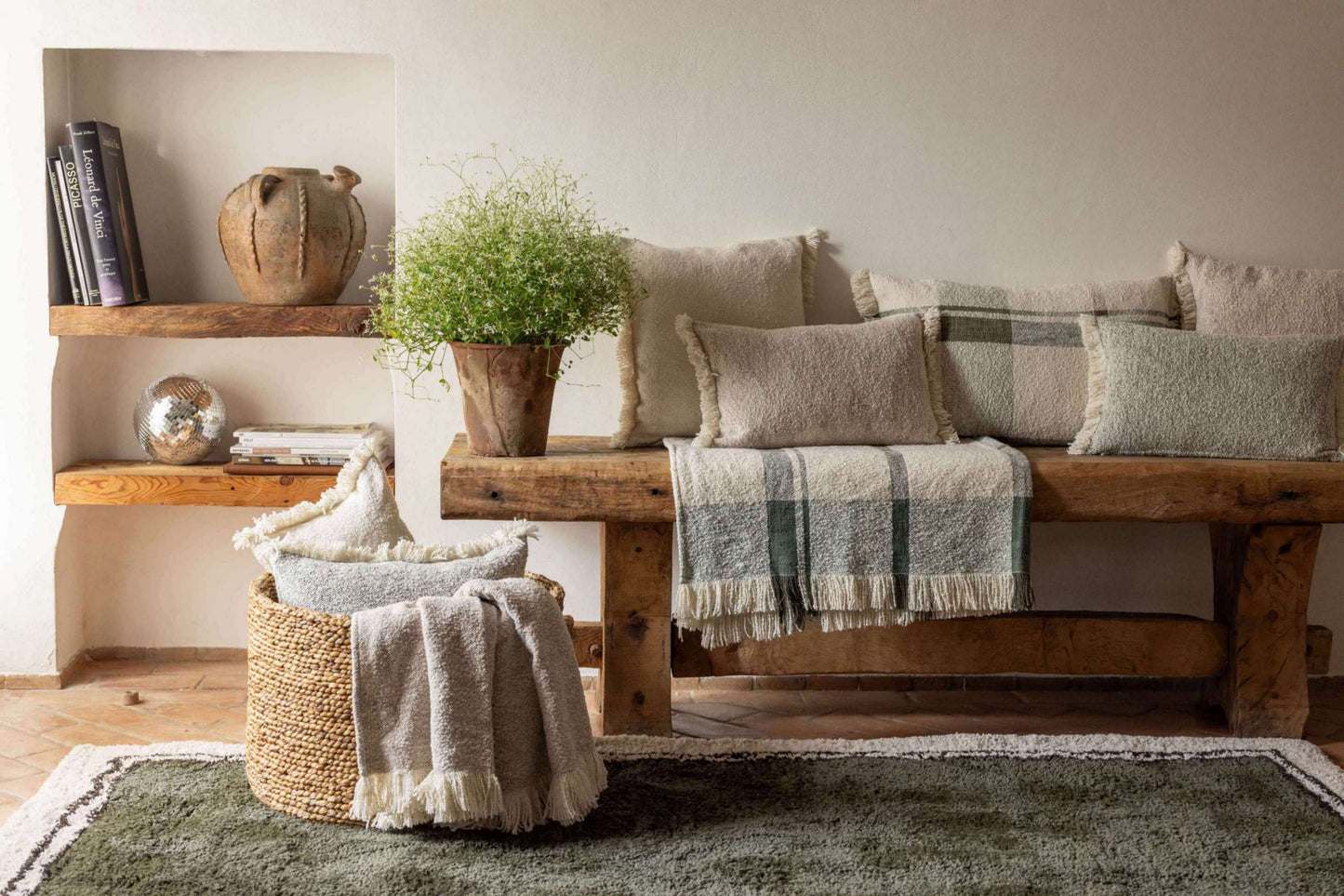 Coussin jacquard Jane Multico olive 40 x 65