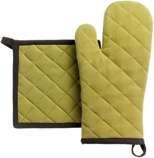 Lot gant de cuisine/manique Grace Kaki 15 x 32