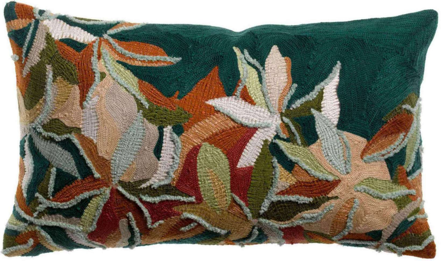 Coussin brodé Alina Pétrole 30 x 50
