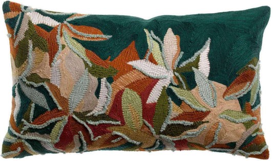 Coussin brodé Alina Pétrole 30 x 50
