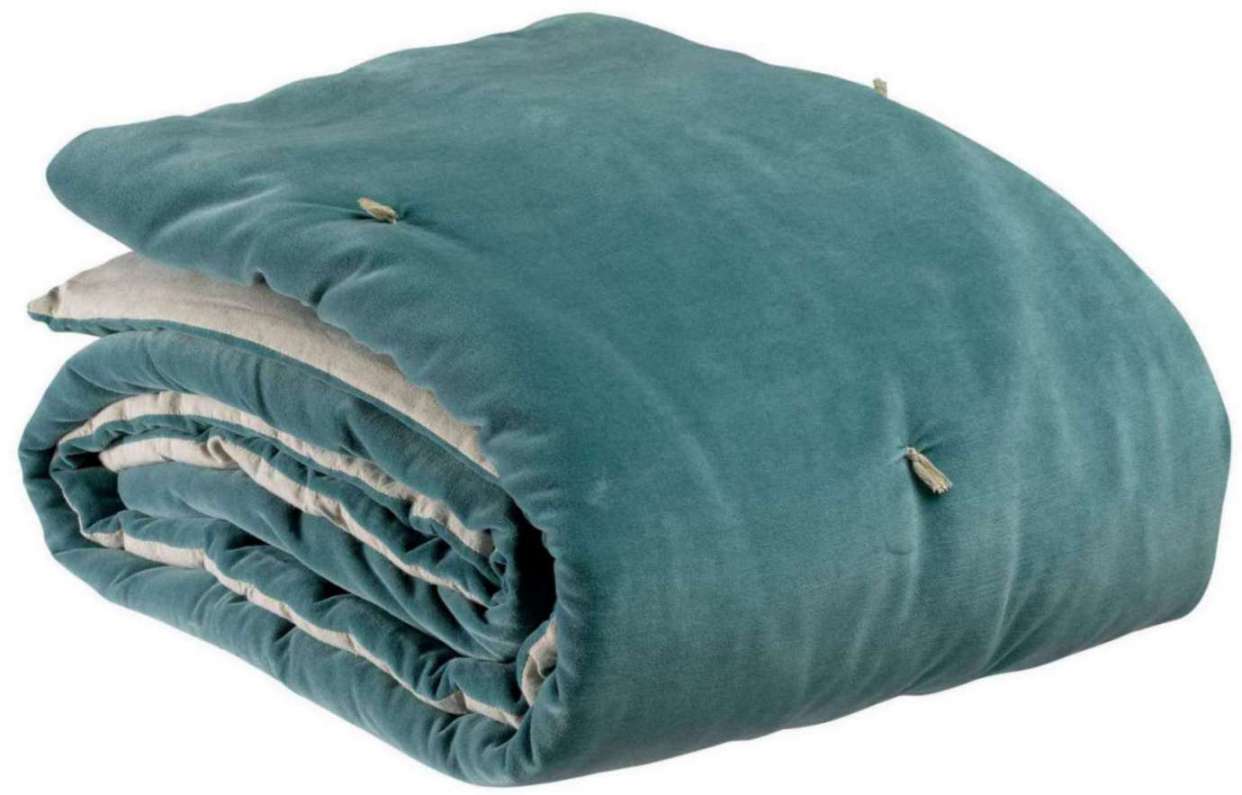 Plaid points noués Elise Vert de gris 140 X 200