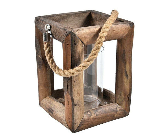LANTERNE en bois recyclé petit format 24cm 2B