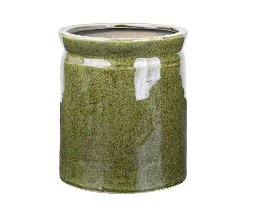 Cache pot en céramique émaillée vert olive VERONA 4 17.5cm