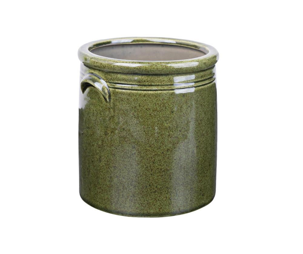 Cache pot en céramique émaillée vert olive VERONA 3 15.5cm