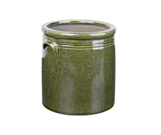 Cache pot en céramique émaillée vert olive VERONA 3 15.5cm