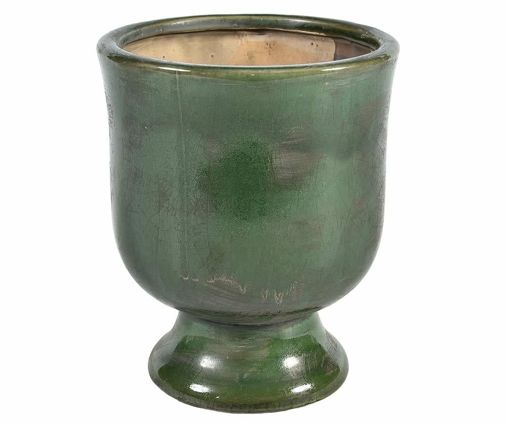 Cache pot en céramique verte émaillée  VERONA1 17cm
