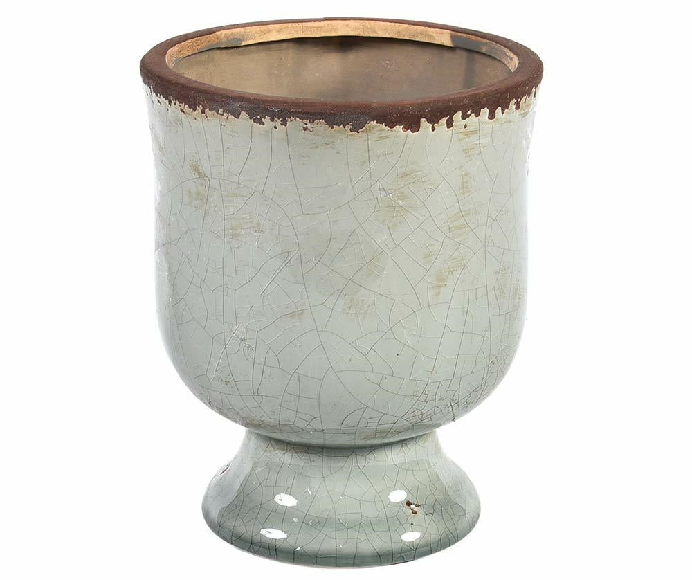 Cache pot 17cm en céramique émaillée grise VERONA 1