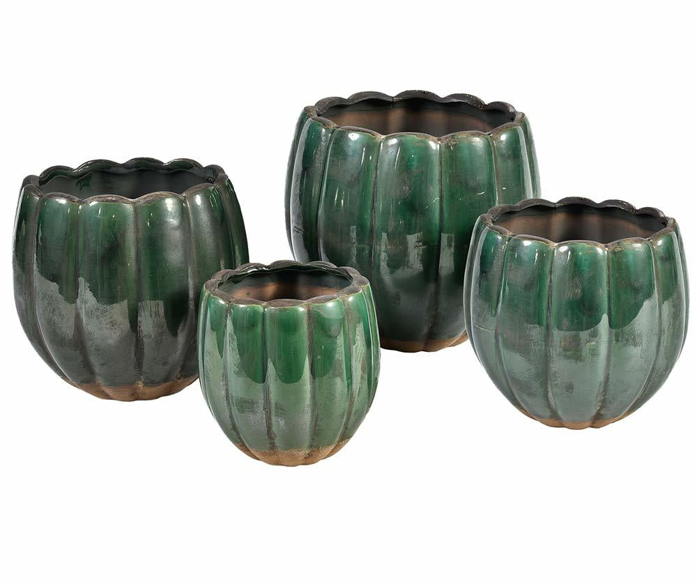 Cache pot en céramique émaillée vert sapin TULIPE 1C 13cm