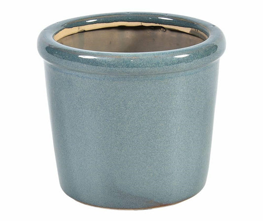 Cache pot bleu en céramique émaillée VERONA 12.5cm