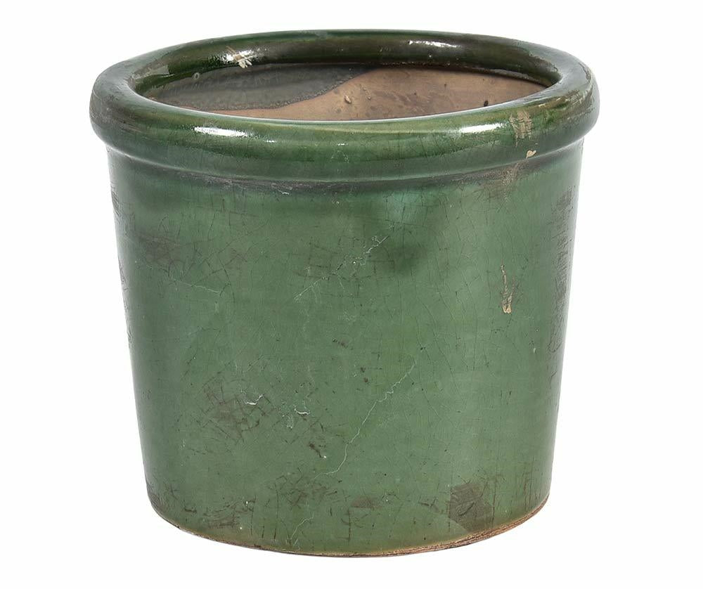 Cache pot vert en céramique émaillée VERONA 12.5cm