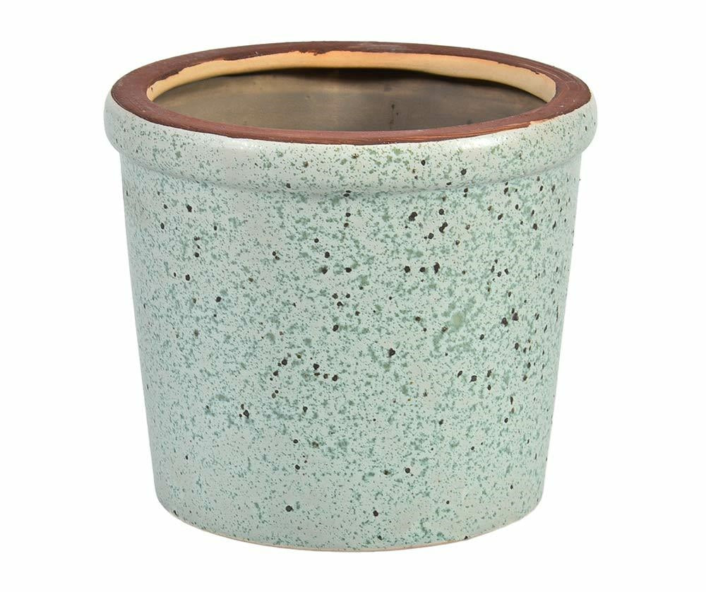 Cache pot vert pale en céramique émaillée VERONA 12.5cm