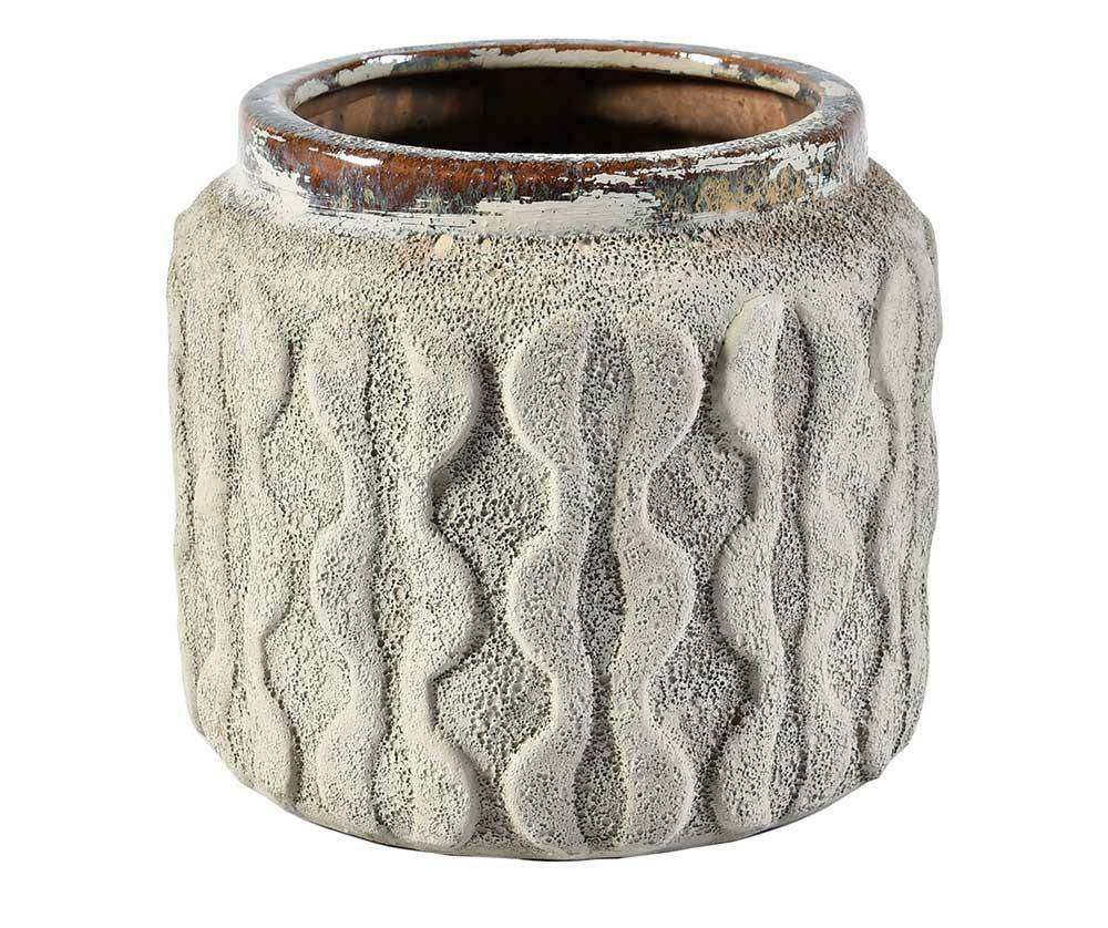 Cache pot e terre cuite brun/lin TOLEDO M