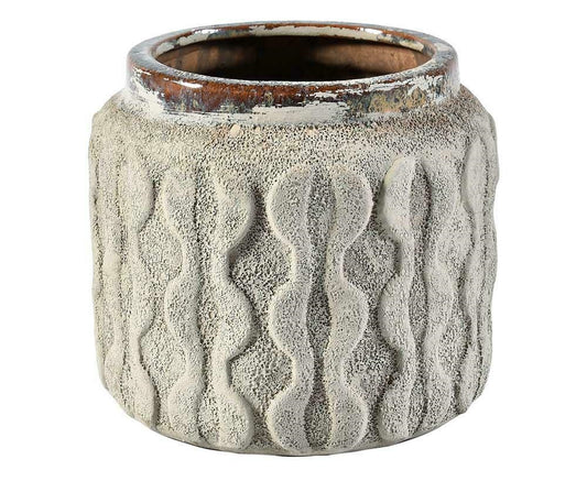 Cache pot e terre cuite brun/lin TOLEDO M