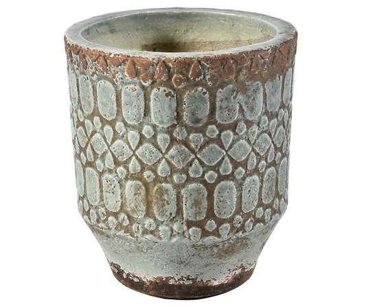 Cache pot en céramique émaillée patinée vert VERONA 23cm