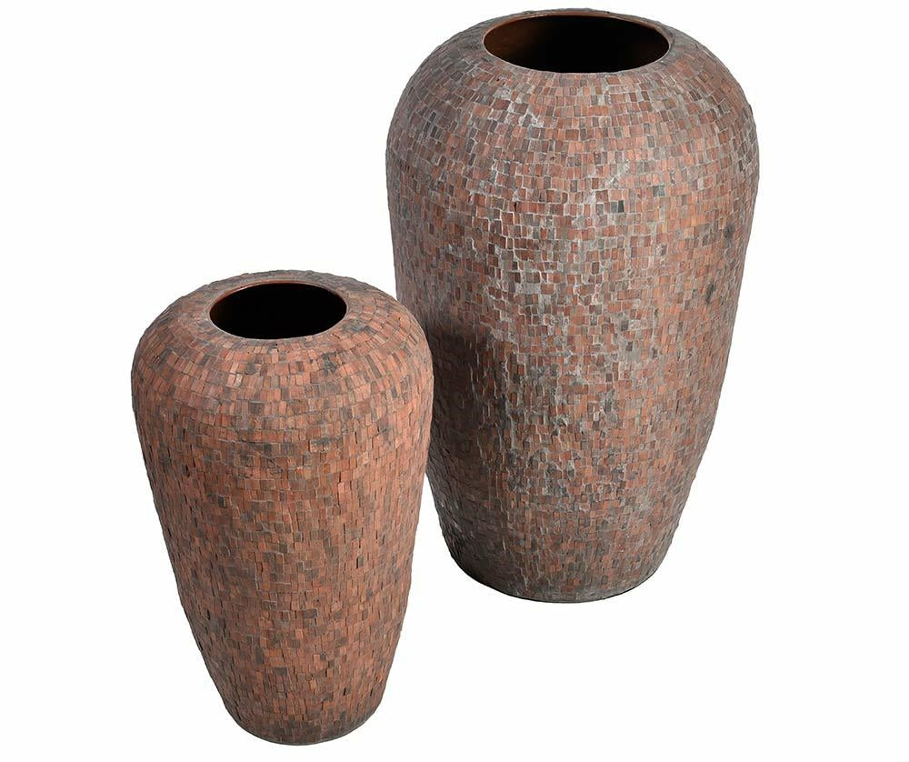 Vase en métal et tessons brique/brun/cuivre SIROCCO A