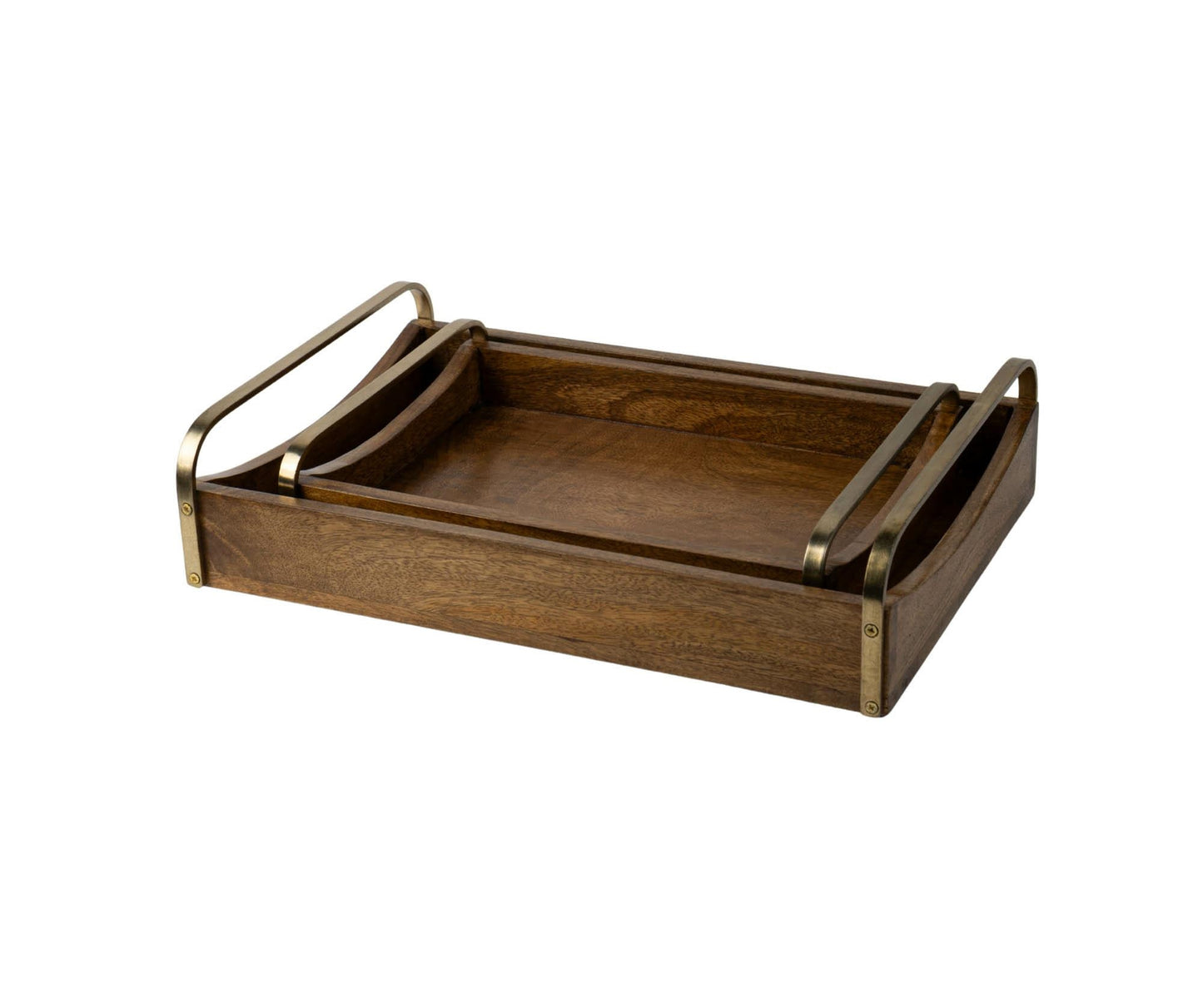 Plateau en manguier et laiton TACA 2B petit modèle