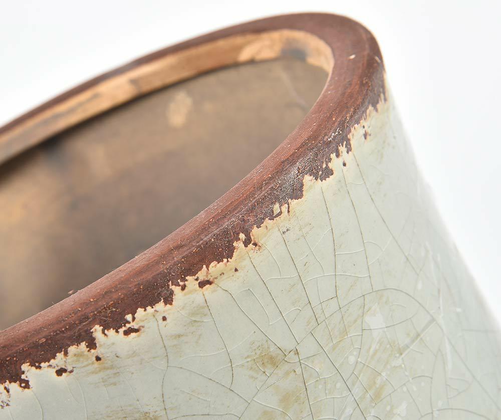 Cache pot 17cm en céramique émaillée grise VERONA 1