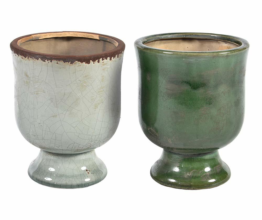 Cache pot en céramique verte émaillée  VERONA1 17cm