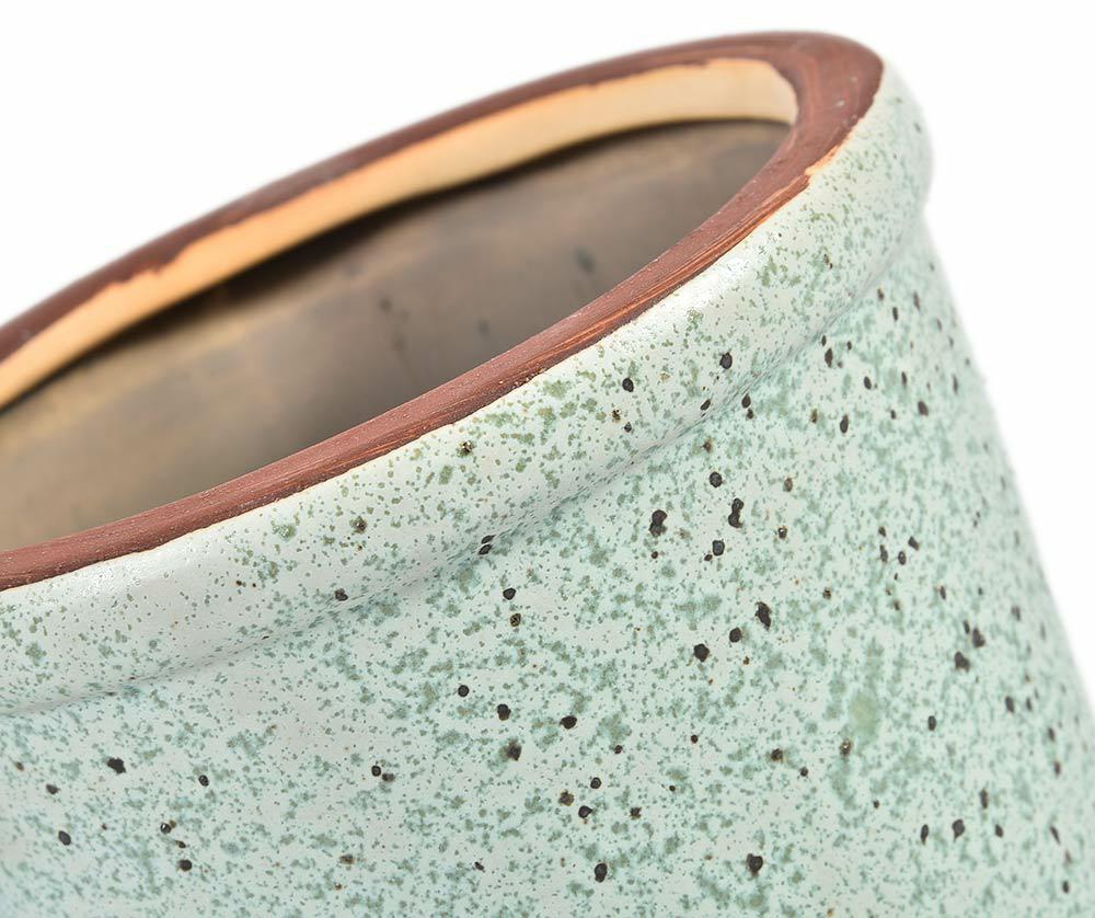 Cache pot vert pale en céramique émaillée VERONA 12.5cm