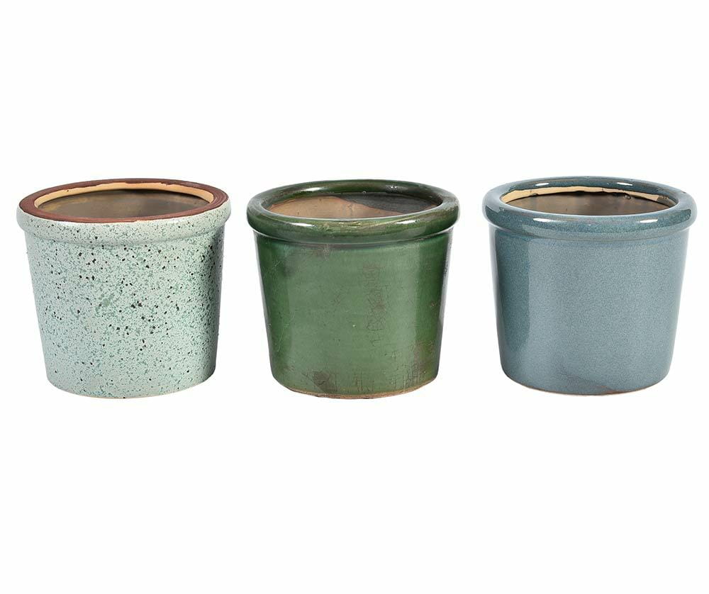 Cache pot vert pale en céramique émaillée VERONA 12.5cm