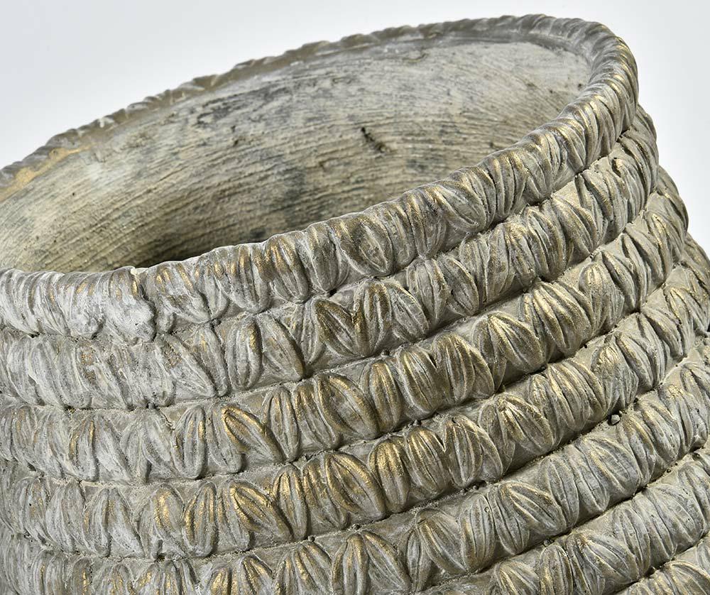 Cache pot en béton brut patiné vieil or TOLEDO 6A