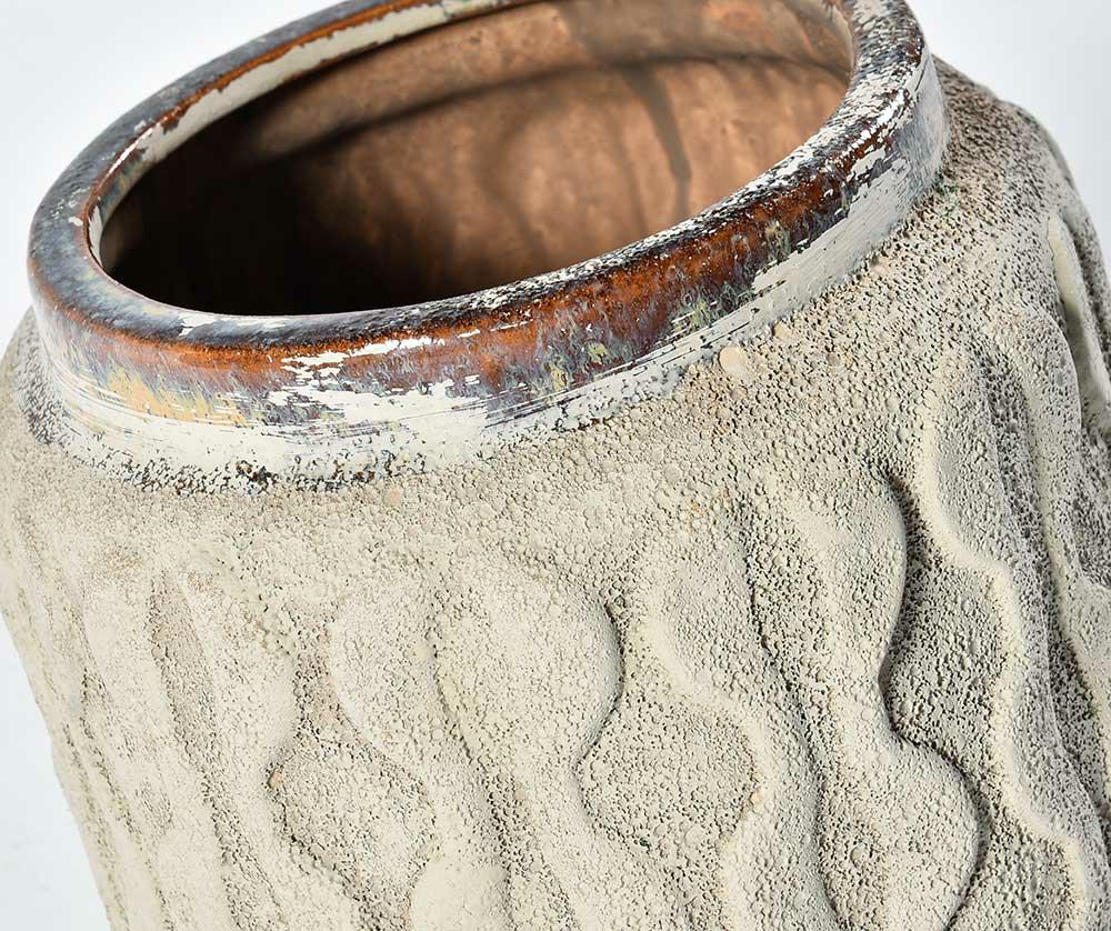 Cache pot e terre cuite brun/lin TOLEDO M