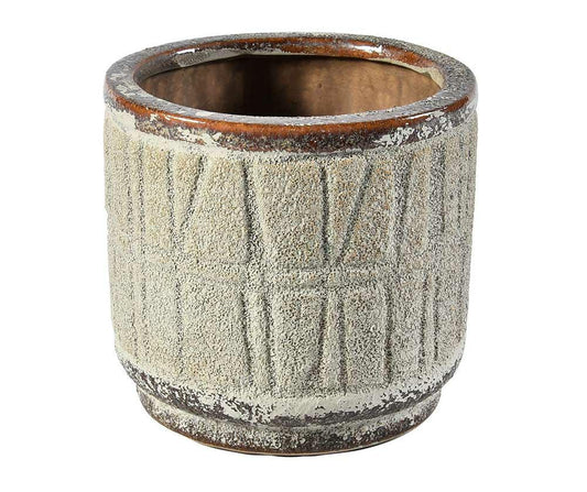 Cache pot en terre cuite brun/lin TOLEDO 2B
