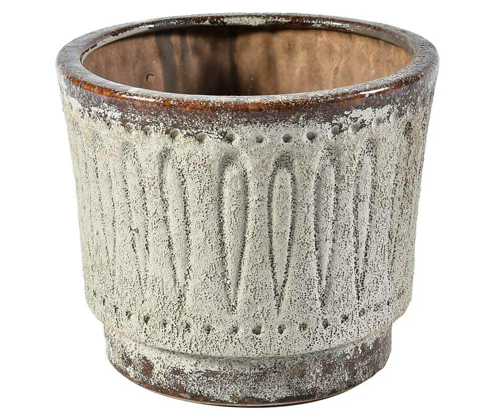 Cache pot en terre cuite brun/lin TOLEDO 2A