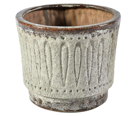 Cache pot en terre cuite brun/lin TOLEDO 2A