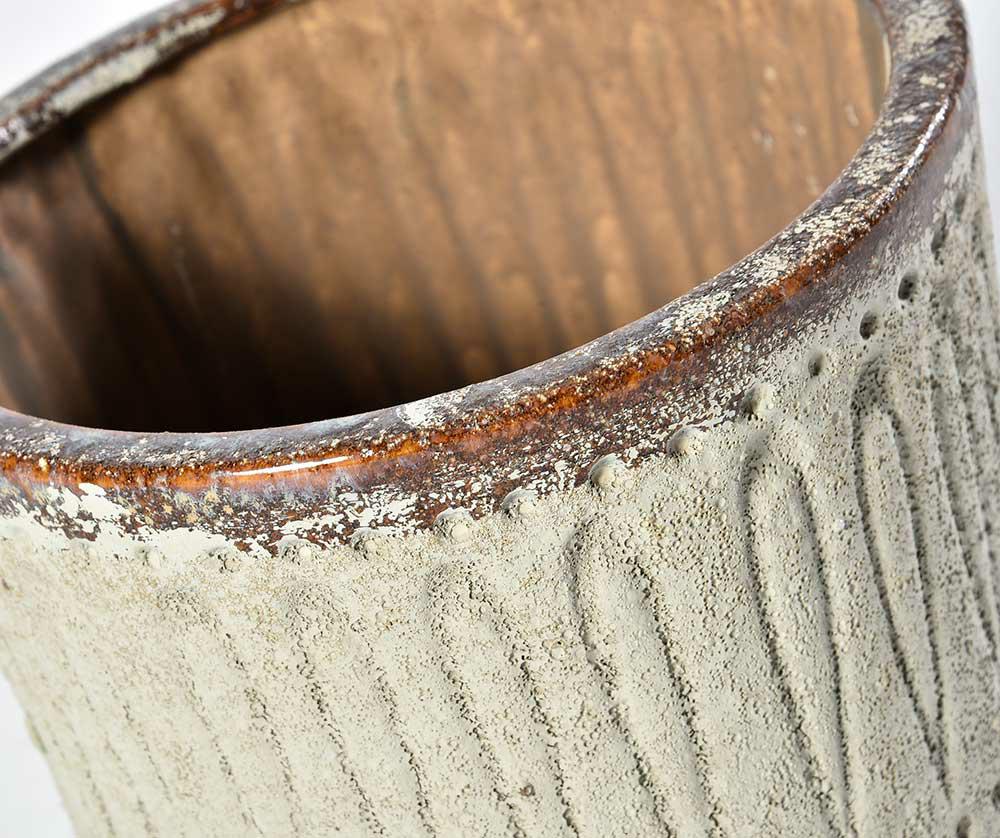 Cache pot en terre cuite brun/lin TOLEDO 2A