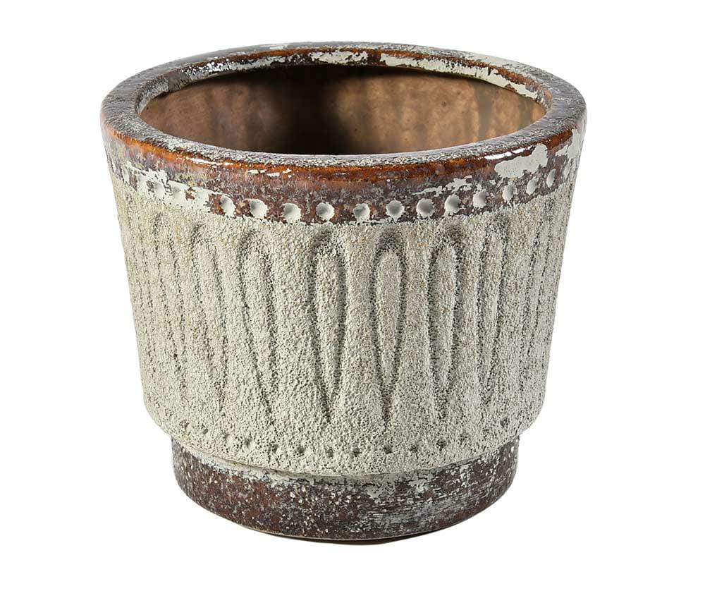 Cache pot en terre cuite brun/lin TOLEDO 2B