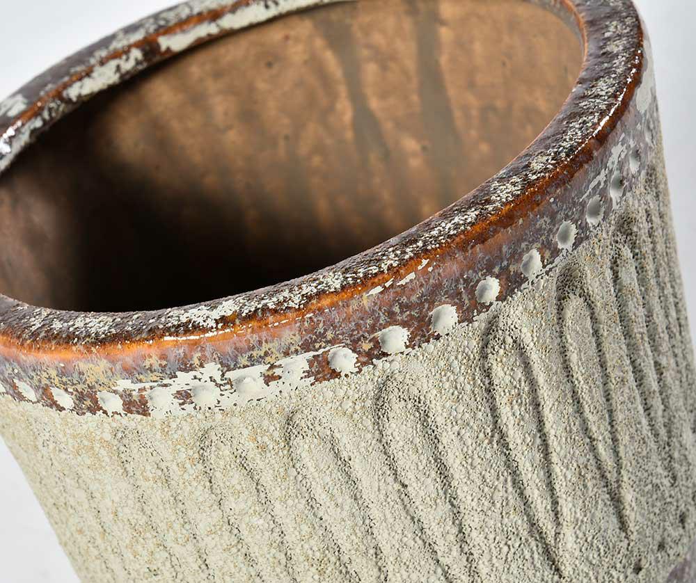 Cache pot en terre cuite brun/lin TOLEDO 2B