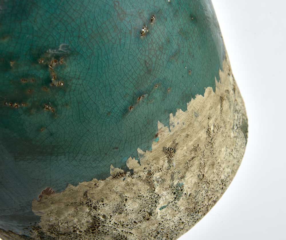 Cache pot en céramique émaillée turquoise OCEAN 2A 17cm