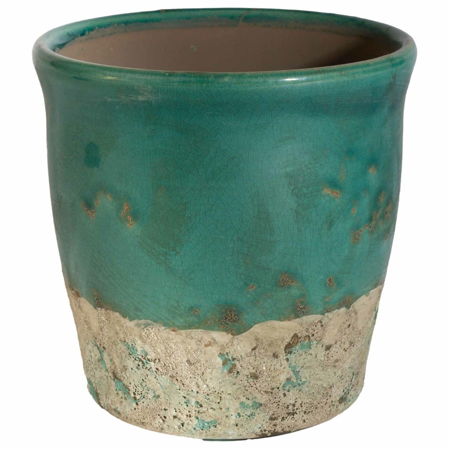 Cache pot en céramique émaillée turquoise OCEAN 2A 17cm