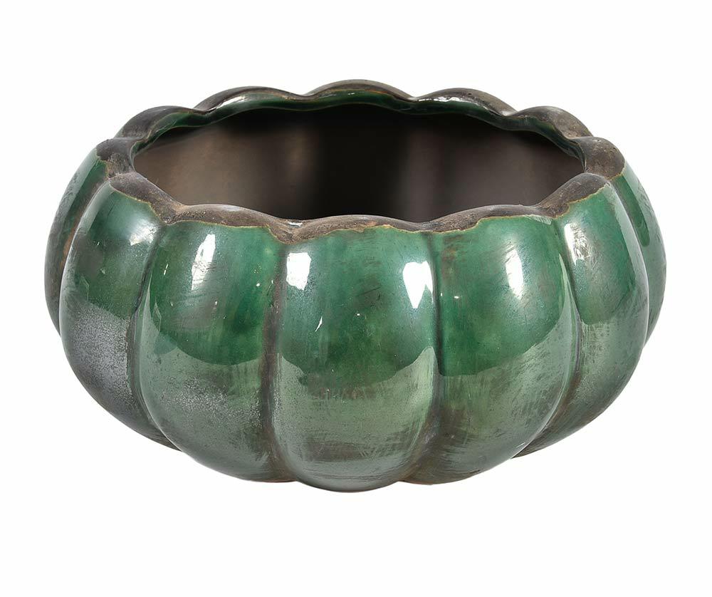 Cache pot forme coupelle en céramique émaillée vert sapin TULIPE  2B