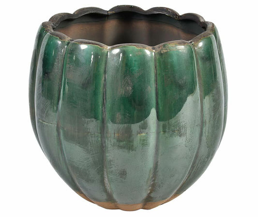 Cache pot en céramique émaillée vert sapin TULIPE 1A 17.5cm
