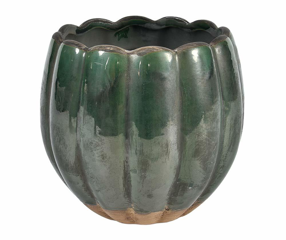 Cache pot en céramique émaillée vert sapin TULIPE 1B 15cm