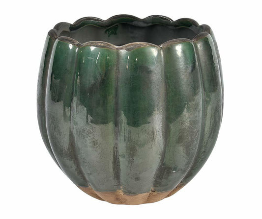 Cache pot en céramique émaillée vert sapin TULIPE 1B 15cm