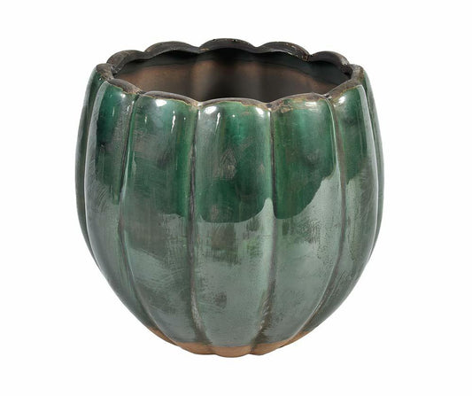 Cache pot en céramique émaillée vert sapin TULIPE 1C 13cm